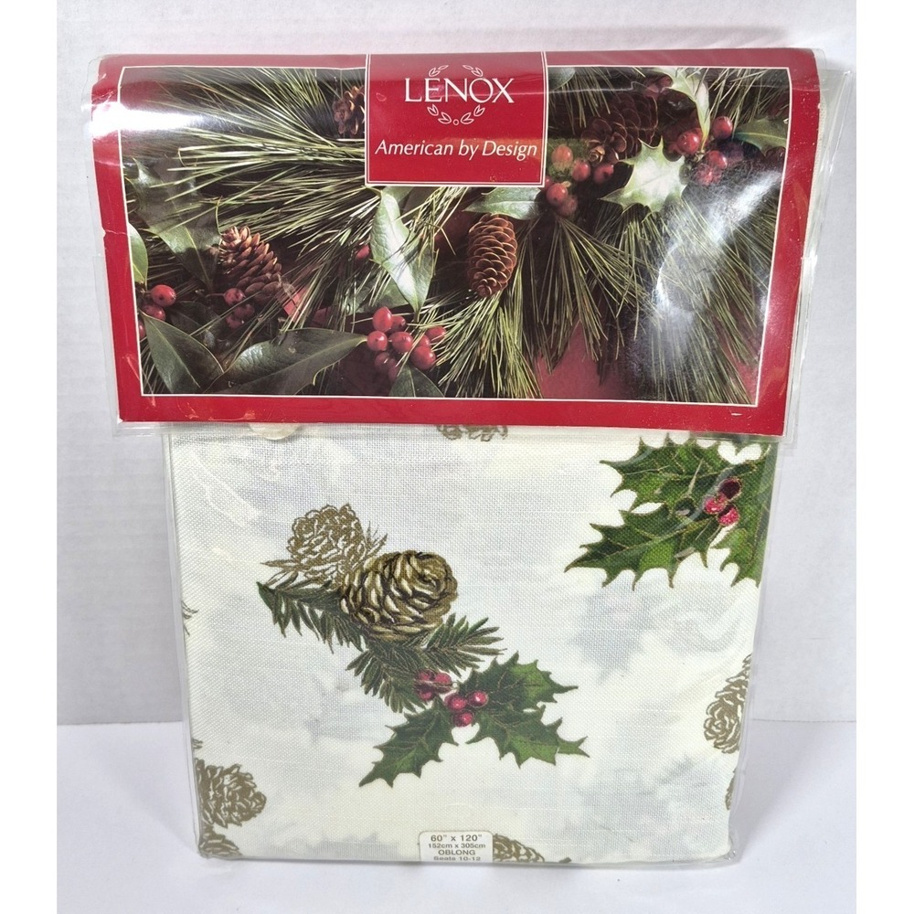 Lenox American by Design Collection Pinecone Holiday Tablecloth 60x102 Christmas
